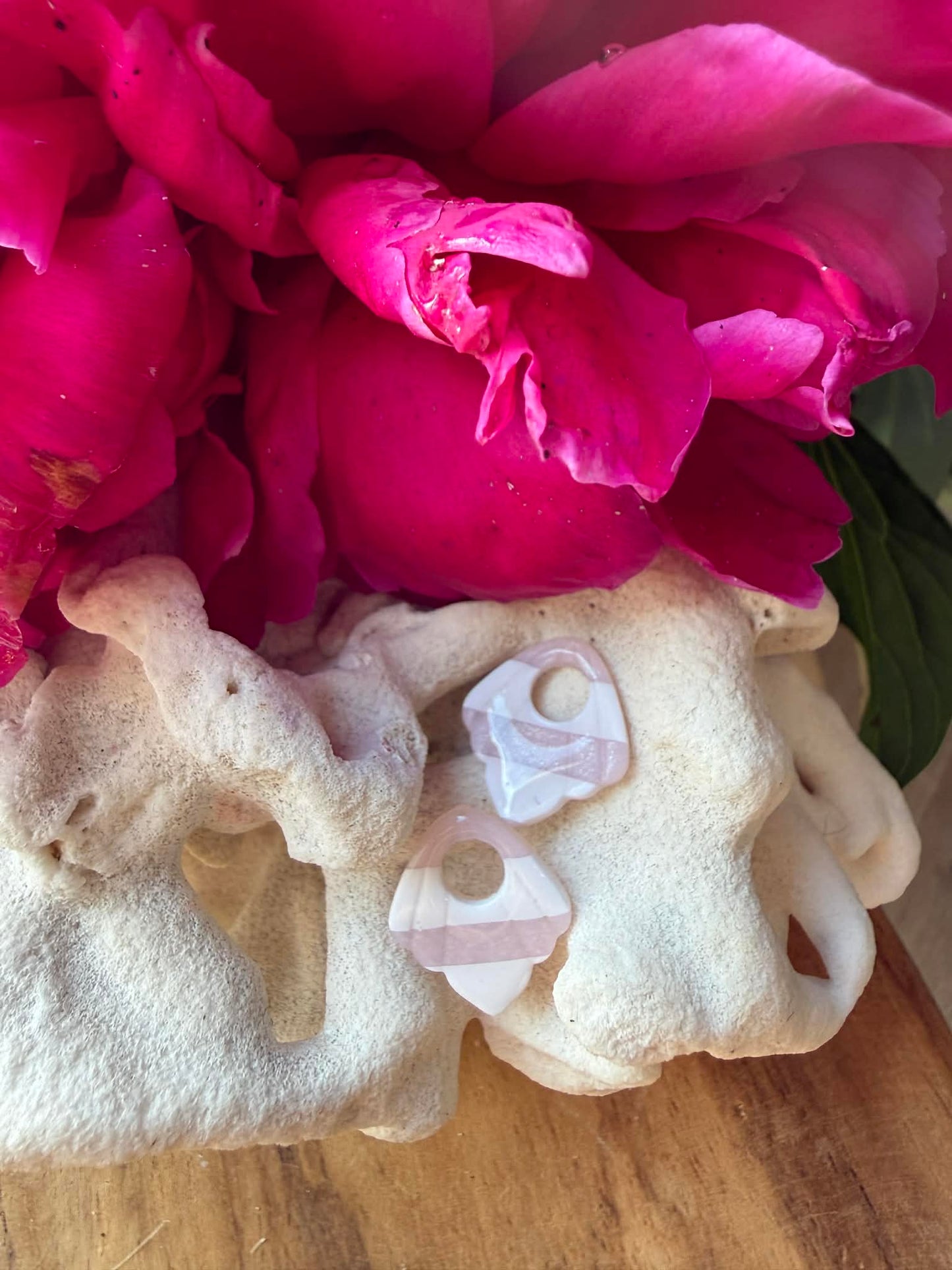 Mini Pampilles "Sofia" marinière blanc & quartz rose