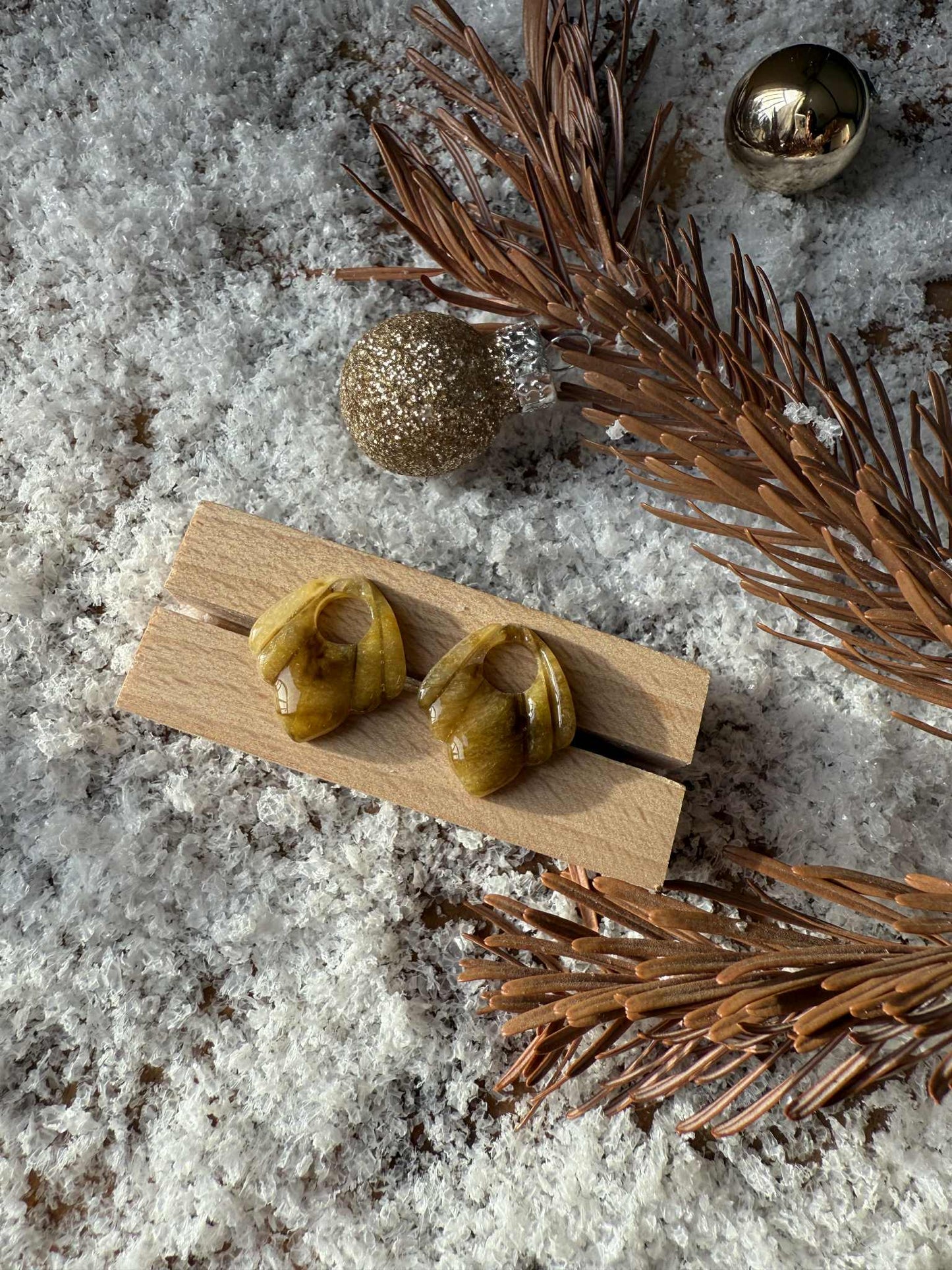 Mini Pampilles "Sofia" marbré translucide jaune/vert