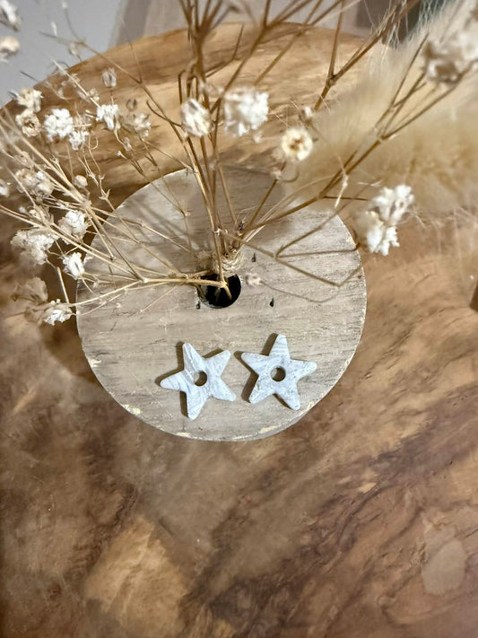 Pampilles "Laureen" marbré nacré & feuille argent