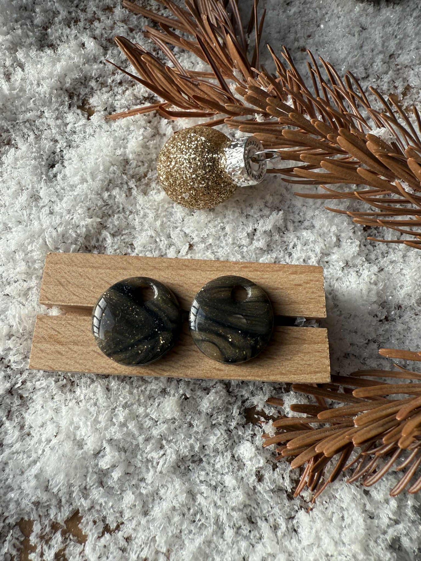 Pampilles "Eulalie" marbré taupe & paillettes