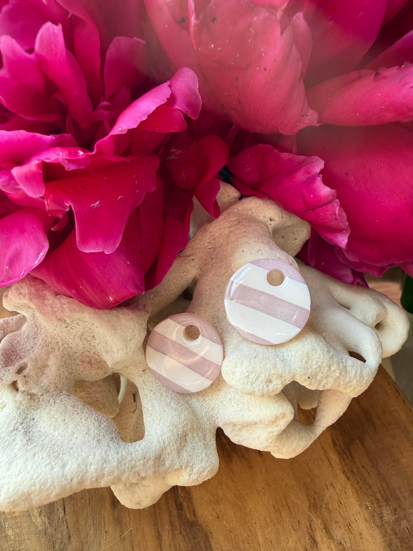 Pampilles "Eulalie" marinière blanc & quartz rose