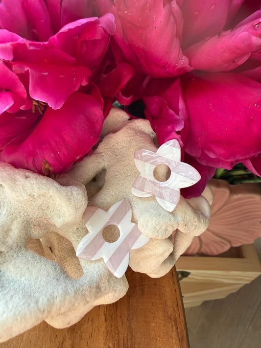 Pampilles "Haïcéa" marinière blanc & quartz rose