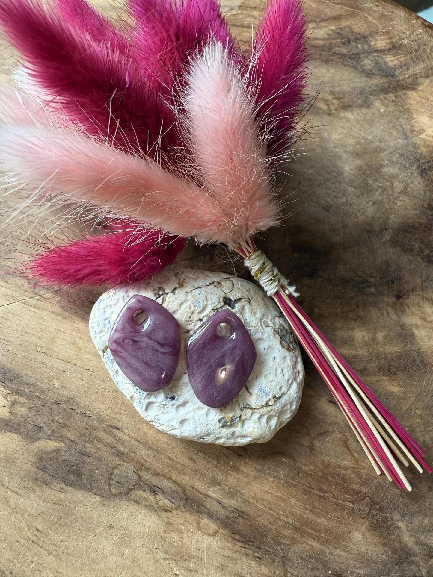 Pampilles "Amandine"marbré aubergine translucide