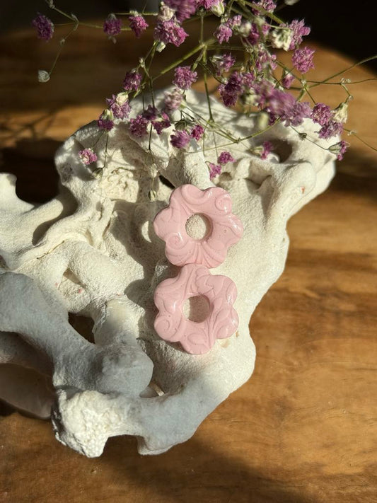 Pampilles "Romane"  Rose pâle effet texturé