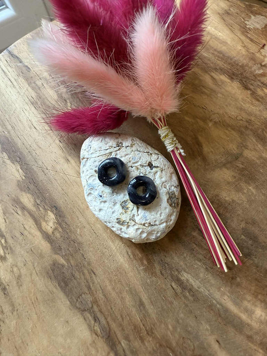 Pampilles "Isïa" marbré noir paillettes