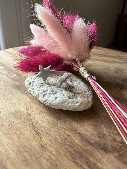 Puces d'oreilles Mini "Laureen" marbré argenté