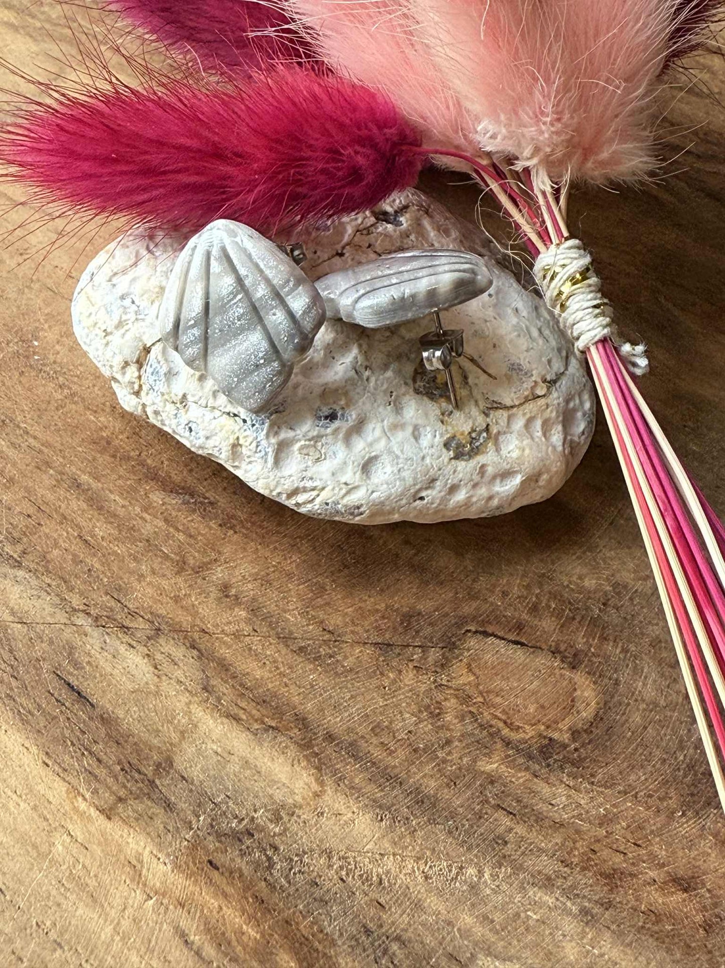 Puces d'oreilles Mini Pampilles "Sofia" marbré argenté